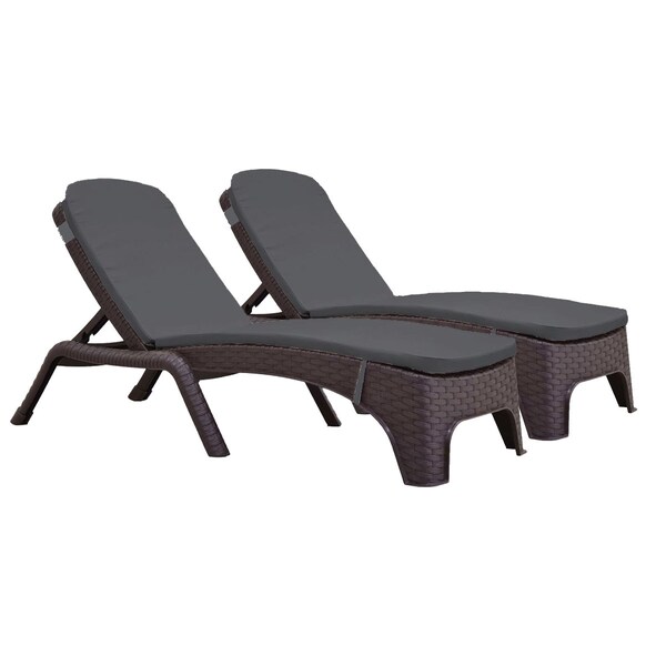 Rainbow Outdoor Roma Set of 2 Chaise Lounger w/cushion-Brown RBO-ROMA-BRW-2CL-CUSH - main